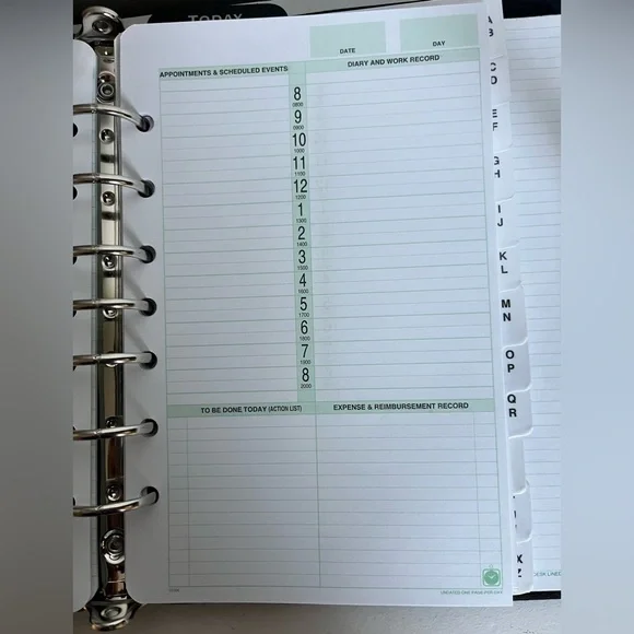 Vintage Day-Timer Black Leather 7-Ring Planner Organizer Binder Snap Like New - Picture 2 of 14